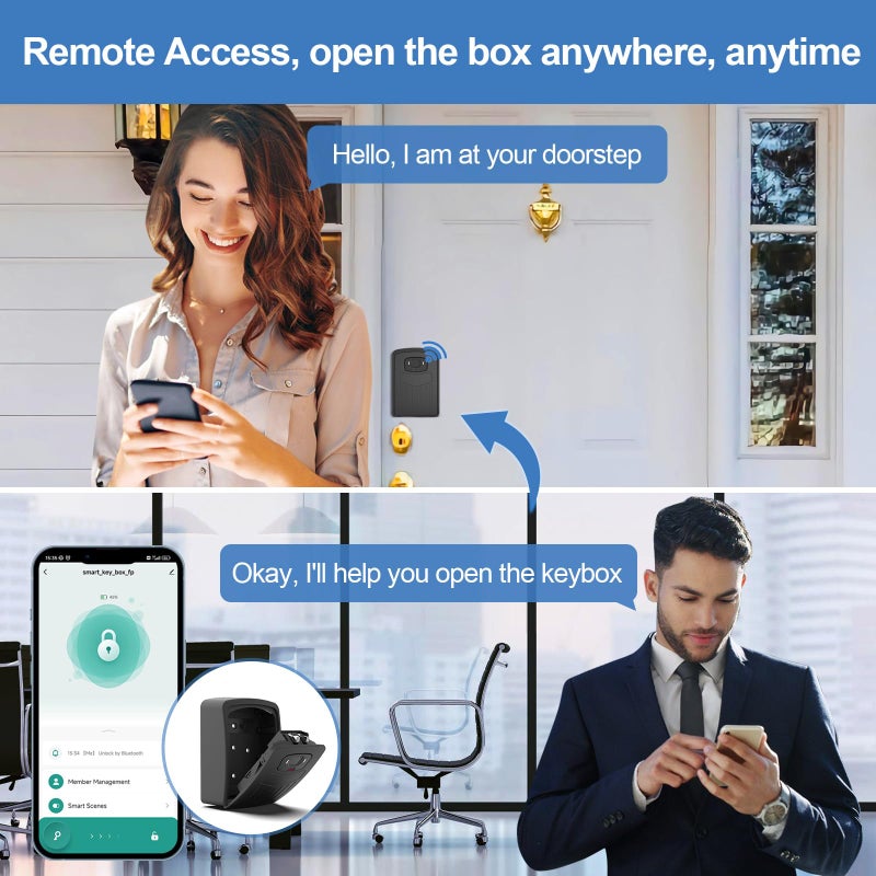 Loccess Fingerprint Smart Key Lock Box for Outside  Remote Access Wireless Key Box Operate on iOS/Android APP with WiFi Gateway  Large Capacity Bluetooth Key Safe Box - Image 3